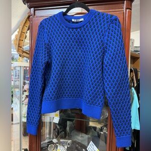 alexander wang knit sweater small royal blue black thick heavy new york nyfw